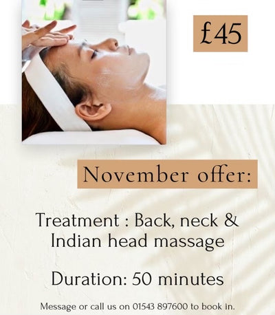 November Special Offer - Back, Neck and Indian Head Massage